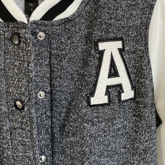 Joe Boxer Size M Sweat Jacket Gray w/ Black/White/Pink strips "A" Patch - Picture 4 of 6